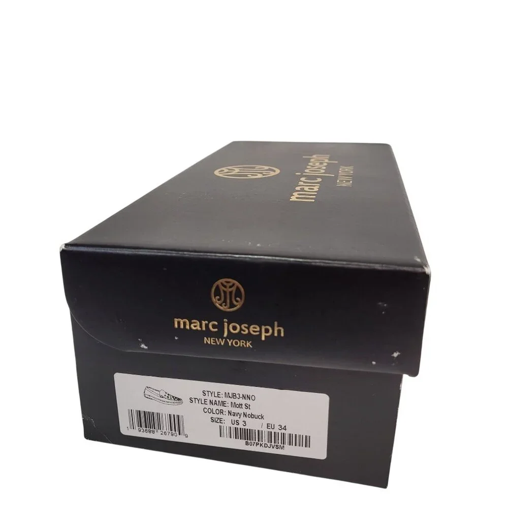 Marc Joseph NY Unisex-Child Navy Nobuck Mott St Grommet Detail Loafer Size 3